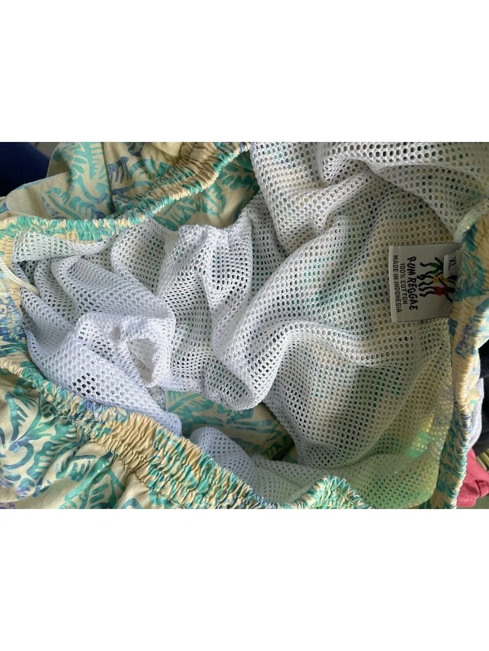 RUM REGGAE Men’s Shorts Green Water Swim Sz XL Back Pocket Hippie.